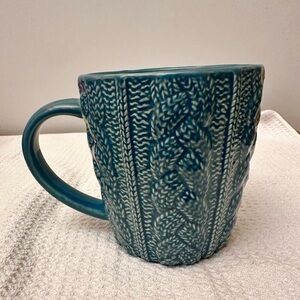 Opalhouse Blue Sweater Crochet Stoneware Coffee Mug Faux Knit 12oz